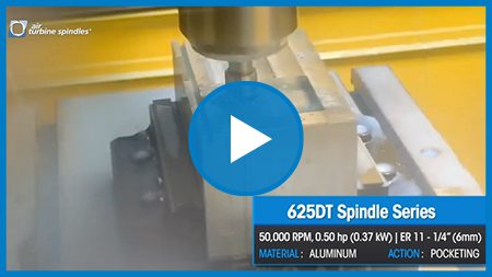 Encaixe de alumínio com 50,000 RPM em um Fanuc Robodrill com a série Air Turbine Spindles® DT