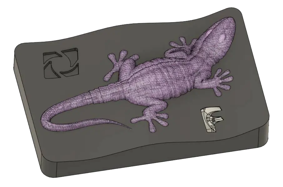 A lizzard programmed in Fusion360.